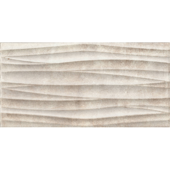 Kalina Olas Beige 25x50 ματ πλακάκι τοίχου με ανάγλυφα κύματα